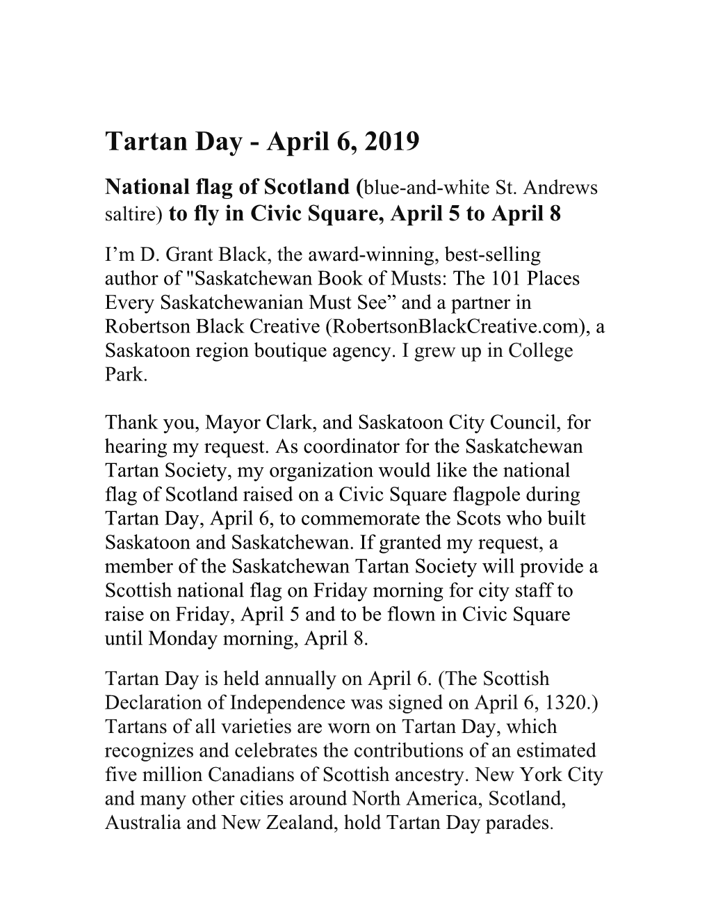 Tartan Day - April 6, 2019