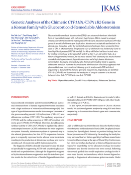 Genetic Analyses of the Chimeric CYP11B1/Cyp11b2gene in A