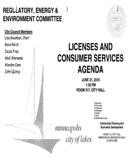 Licenses and Consumer Services Agenda