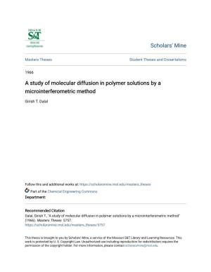 A Study of Molecular Diffusion in Polymer Solutions by a Microinterferometric Method