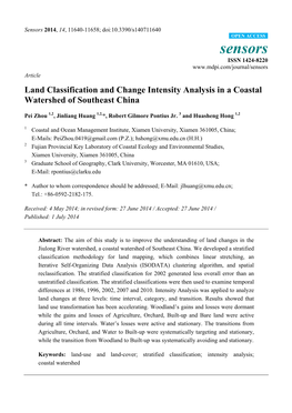 Land Classification and Change Intensity Analysis in a Coastal Watershed of Southeast China