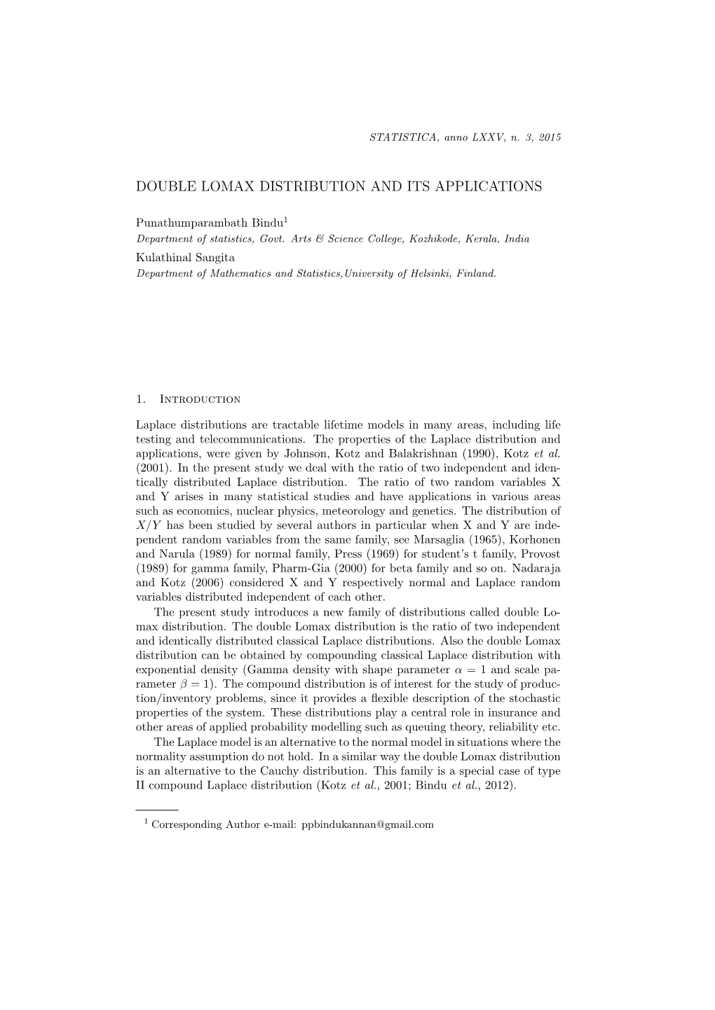 Double Lomax Distribution and Its Applications