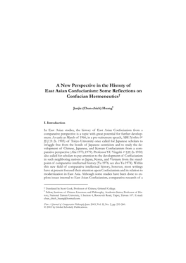 A New Perspective in the History of East Asian Confucianism: Some Reflections on Confucian Hermeneutics†