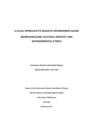 Bioregionalism, Cultural Identity and Environmental Ethics