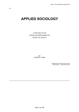 Lester F. Ward: Applied Sociology (1906)