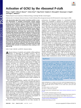 Activation of GCN2 by the Ribosomal P-Stalk