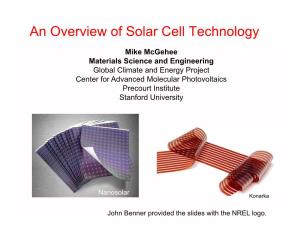 An Overview of Solar Cell Technology