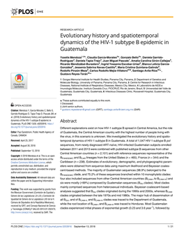 Evolutionary History and Spatiotemporal Dynamics of the HIV-1 Subtype B Epidemic in Guatemala