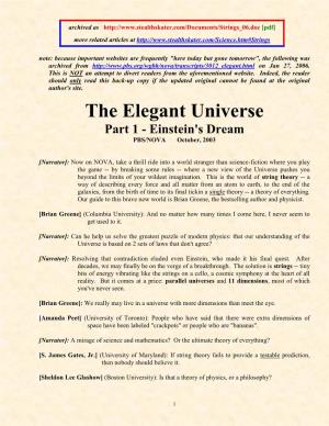 The Elegant Universe Part 1 - Einstein's Dream PBS/NOVA October, 2003