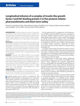 Longitudinal Infusion of a Complex of Insulin-Like Growth Factor- I and IG F