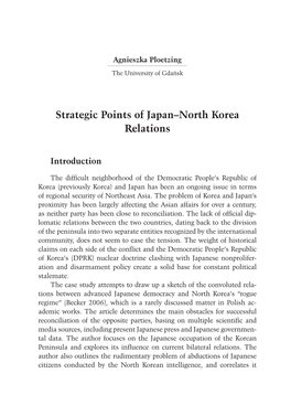 Strategic Points of Japan–North Korea Relations