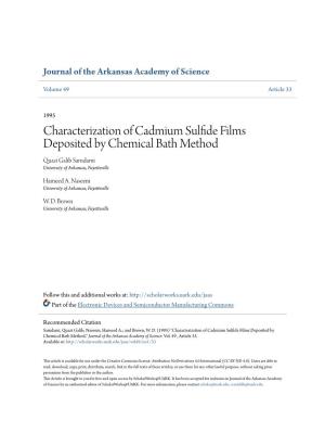 Characterization of Cadmium Sulfide Films Deposited by Chemical Bath Method