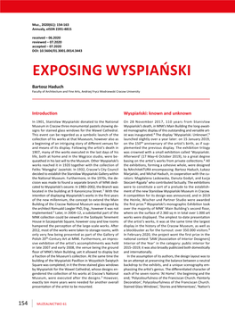 EXPOSING WYSPIAŃSKI Bartosz Haduch Faculty of Architecture and Fine Arts, Andrzej Frycz Modrzewski Cracow University