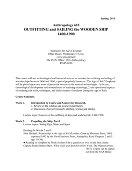 OUTFITTING and SAILING the WOODEN SHIP 1400-1900