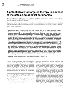 A Potential Role for Targeted Therapy in a Subset of Metastasizing Adnexal Carcinomas