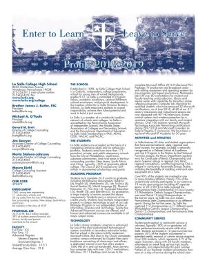 Enter to Learn Leave to Serve Profile 2018-2019