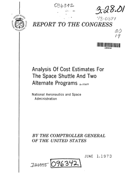 B-173677 Analysis of Cost Estimates for the Space Shuttle and Two