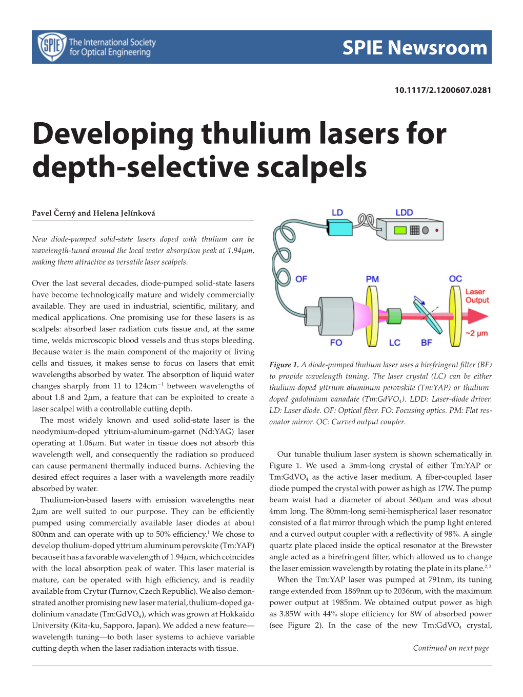 Developing Thulium Lasers for Depth-Selective Scalpels