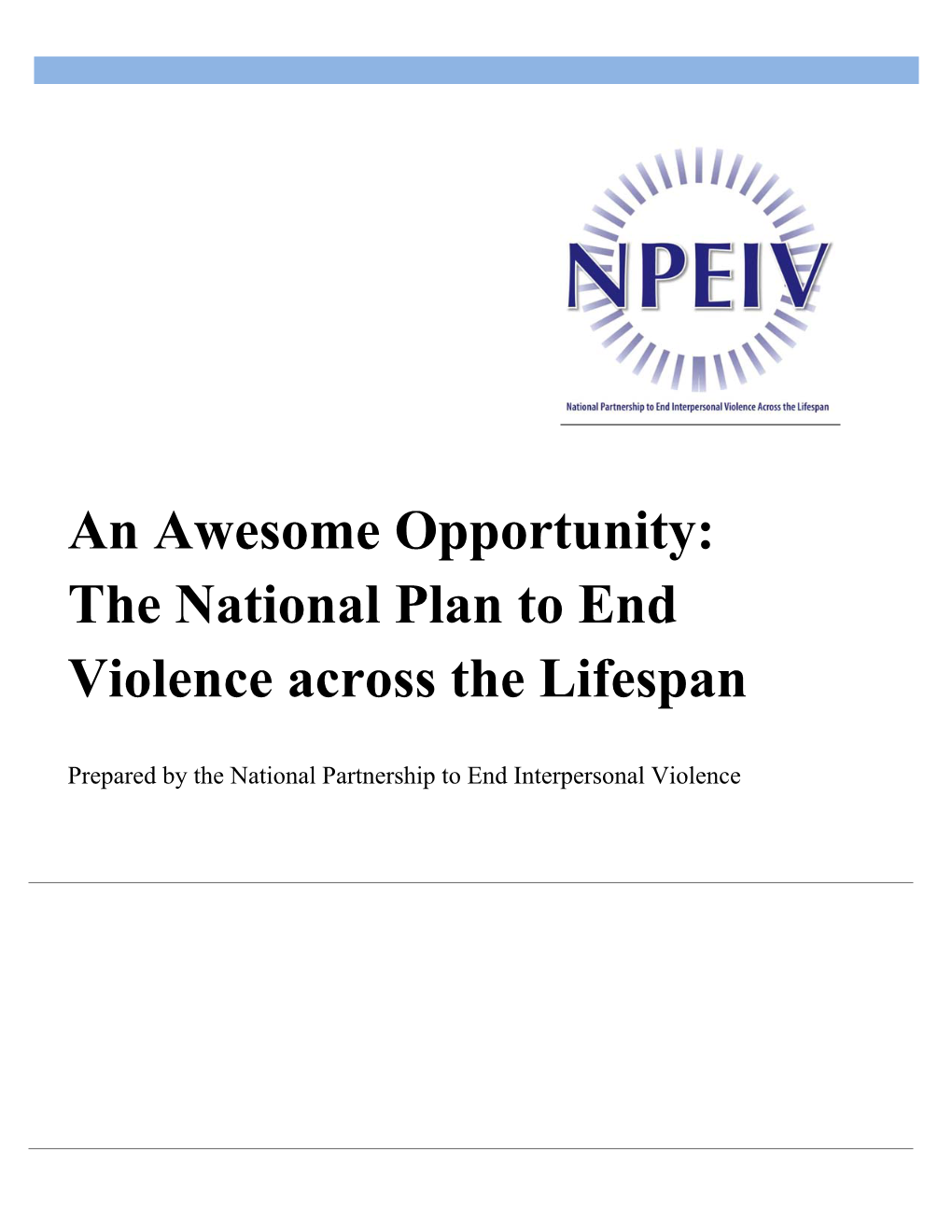 The National Plan to End Violence Across the Lifespan