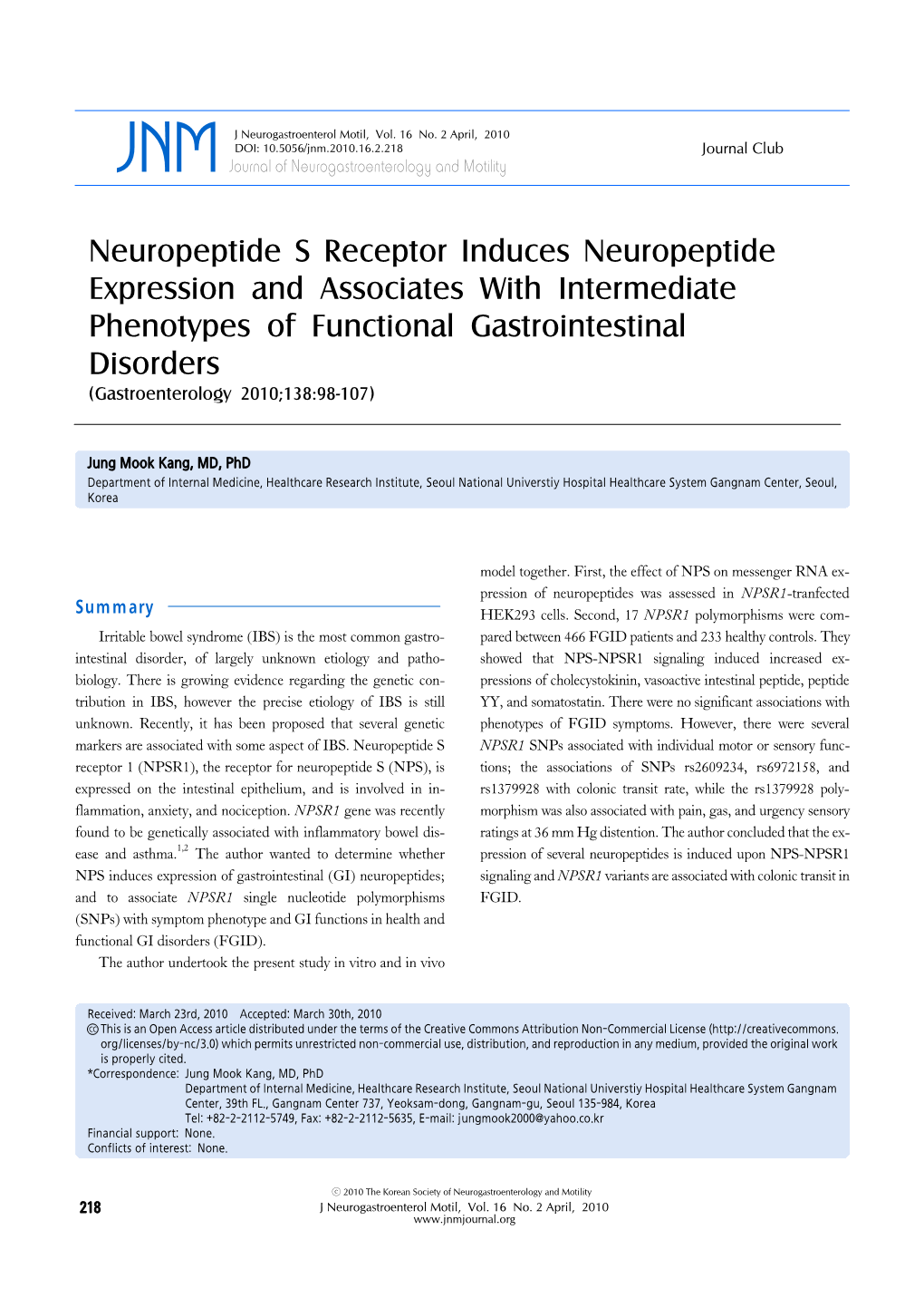 Neuropeptide S Receptor Induces Neuropeptide Expression and Associates with Intermediate Phenotypes of Functional Gastrointestin