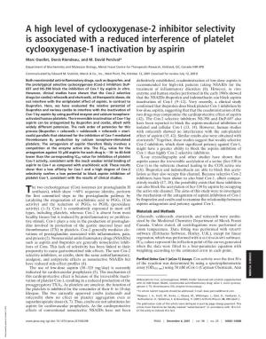 A High Level of Cyclooxygenase-2 Inhibitor Selectivity Is Associated with a Reduced Interference of Platelet Cyclooxygenase-1 Inactivation by Aspirin