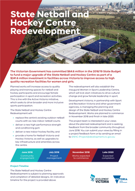 State Netball and Hockey Centre Redevelopment