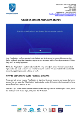 Guide to Content Restriction on PS4