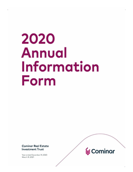 Cominar Real Estate Investment Trust 2020 Annual Information Form 1