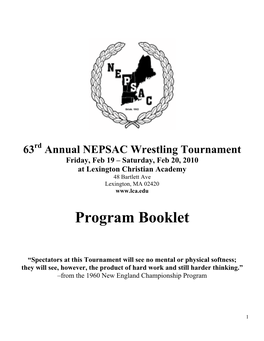 2010 NEPSAC Program