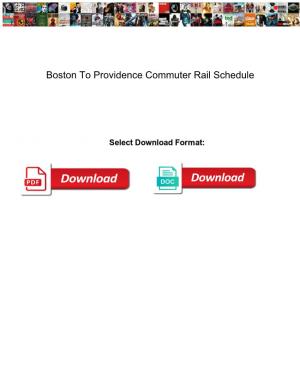 Boston to Providence Commuter Rail Schedule