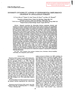 Diversity-Invasibility Across an Experimental Disturbance Gradient in Appalachian Forests