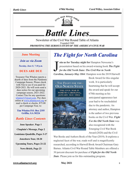 21 Battle Lines 678Th Meeting Carol Willey, Associate Editor