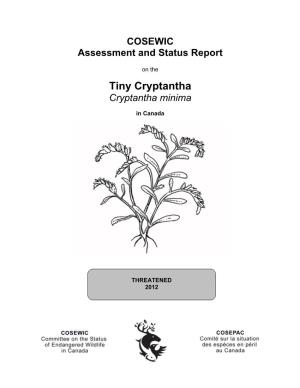 COSEWIC Assessment and Status Report on the Tiny Cryptantha Cryptantha Minima in Canada