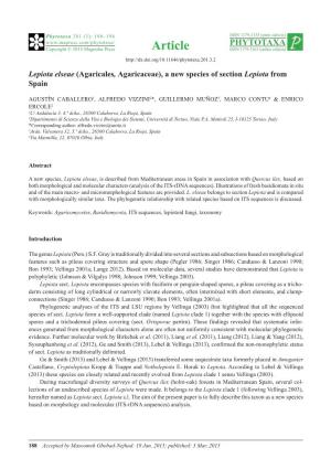 Lepiota Elseae (Agaricales, Agaricaceae), a New Species of Section Lepiota from Spain