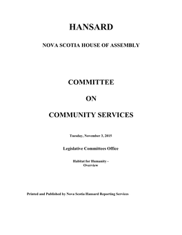 Community Services Committee