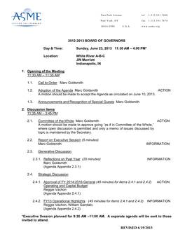 REVISED 6/19/2013 2012-2013 Board of Governors-Agenda June 23, 2013 Page 2 of 5