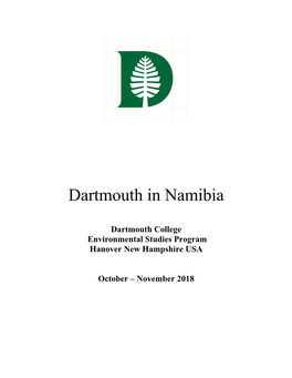 Dartmouth in Namibia ENVS 84 Final Reports 2018