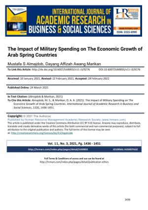 The Impact of Military Spending on the Economic Growth of Arab Spring Countries
