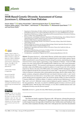 ISSR-Based Genetic Diversity Assessment of Genus Jasminum L