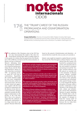 Internacionals CIDOB 176 the “TRUMP CARDS” of the RUSSIAN JUNE PROPAGANDA and DISINFORMATION 2017 OPERATIONS