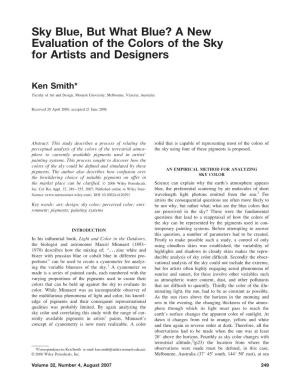 A New Evaluation of the Colors of the Sky for Artists and Designers
