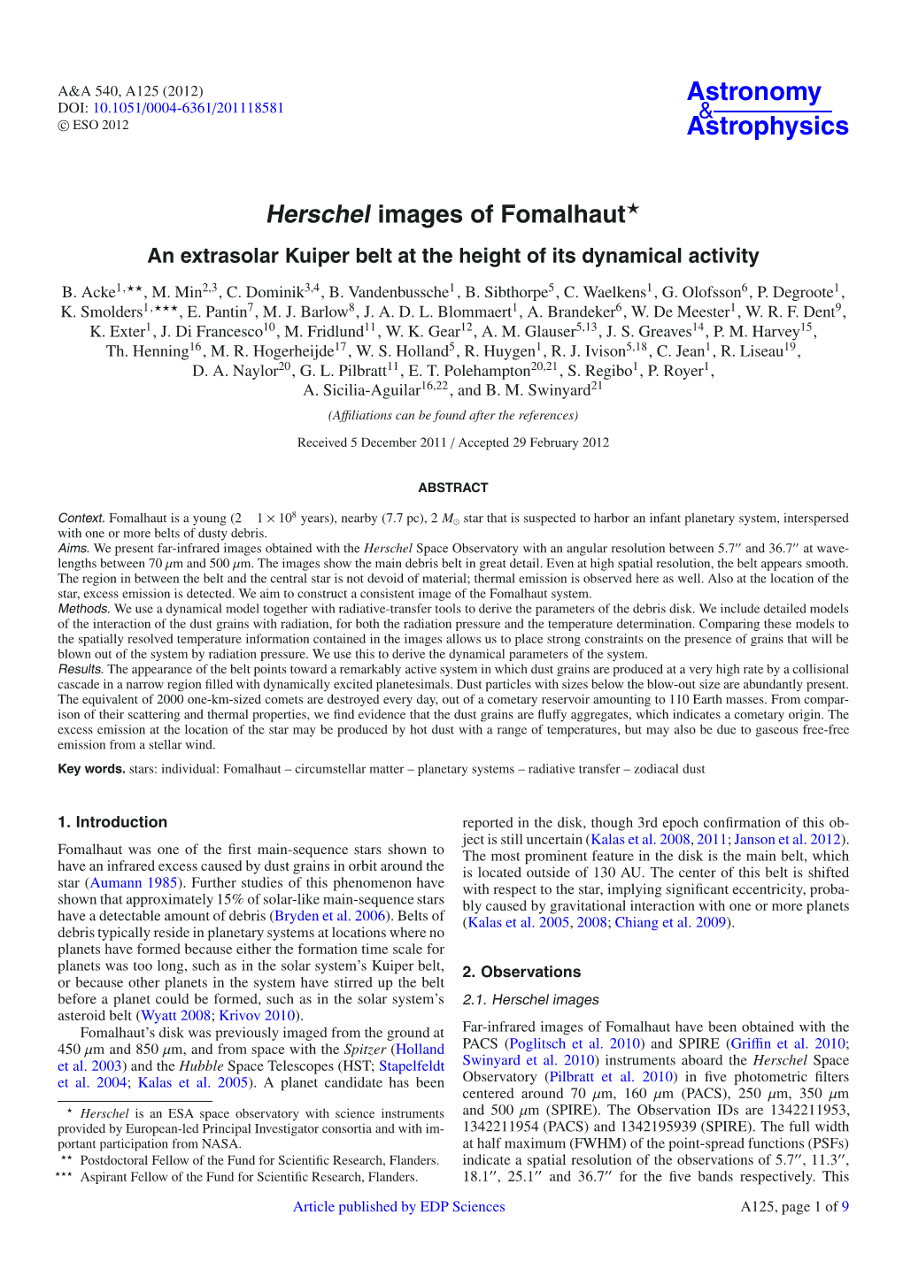 Herschel Images of Fomalhaut⋆