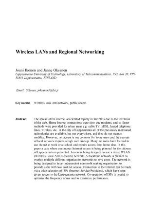 Wireless Lans and Regional Networking