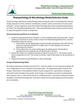 Phytopathology & Microbiology Media Selection Guide