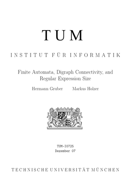 INSTITUT FÜR INFORMATIK Finite Automata, Digraph Connectivity