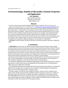 Femtotechnology: Stability of AB-Needles