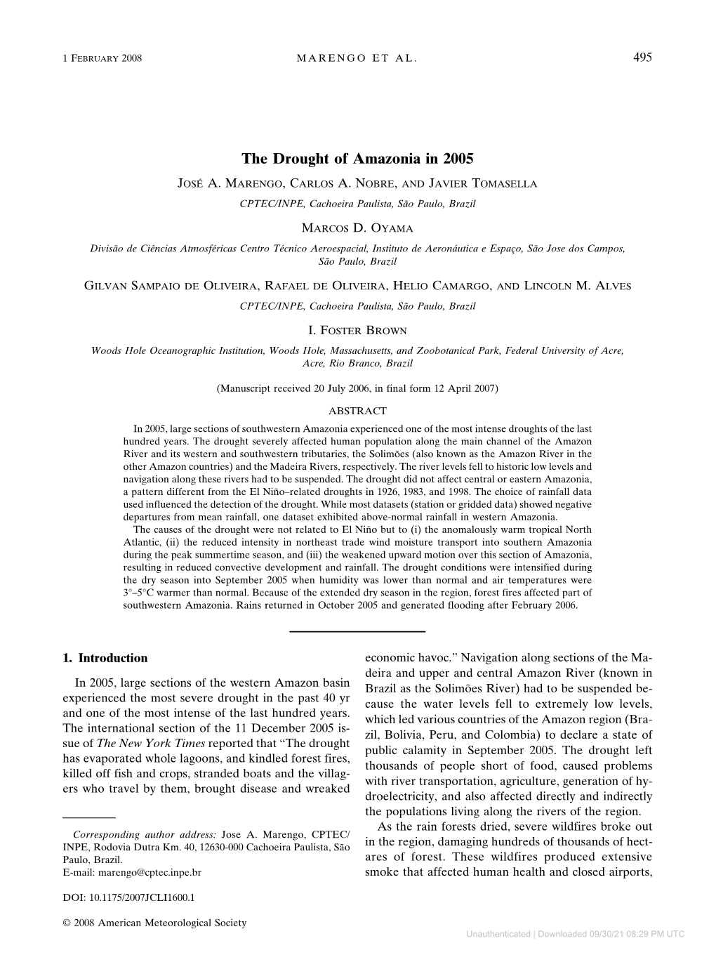 The Drought of Amazonia in 2005