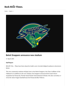 Beloit Snappers Announce New Stadium