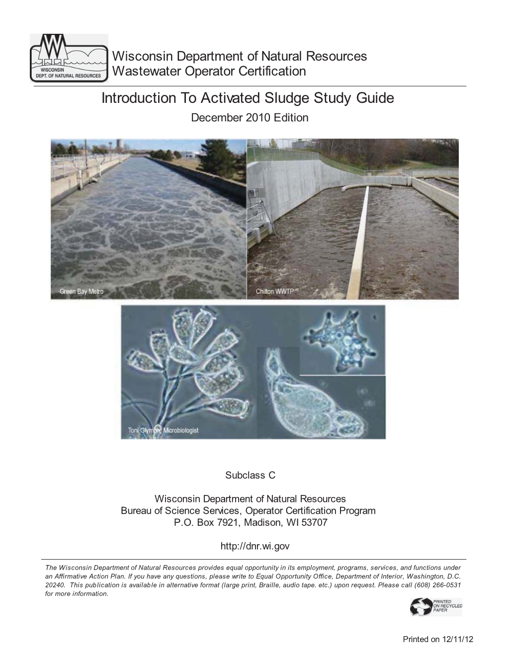 Introduction to Activated Sludge Study Guide December 2010 Edition