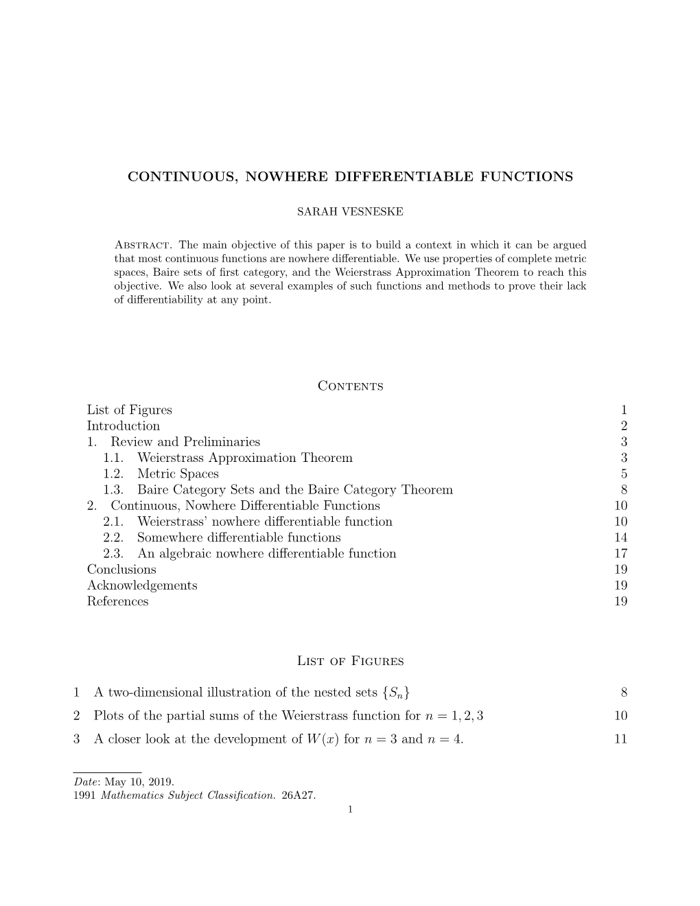 Continuous, Nowhere Differentiable Functions